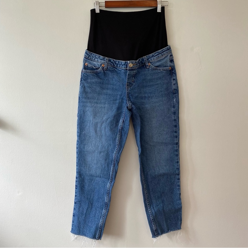 Topshop maternity jeans straight leg raw hem